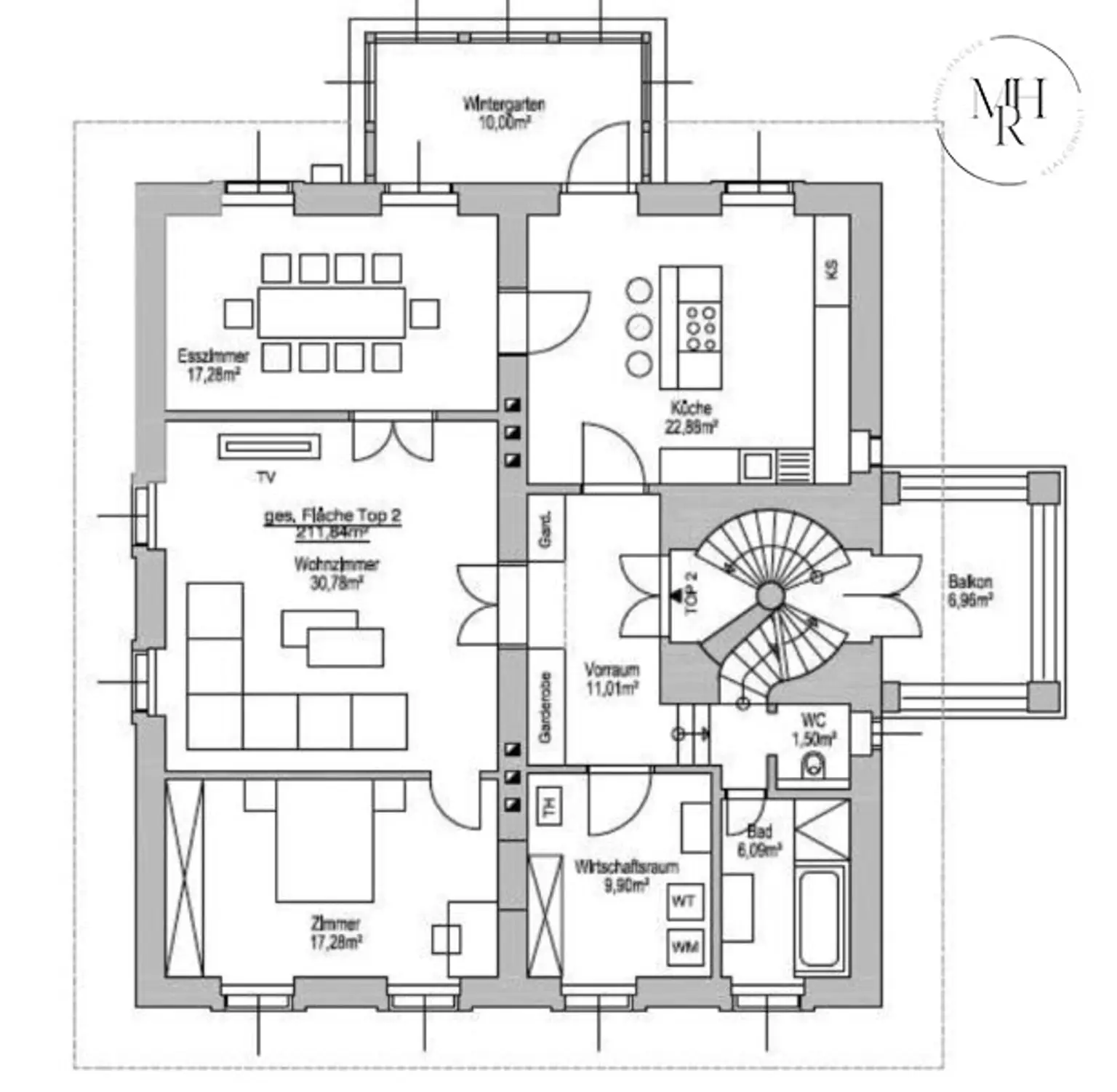 Exklusiv Wohnen in Toplage Währings - hochwertig sanierte Penthousemaisonette mit Grünblick und Garten