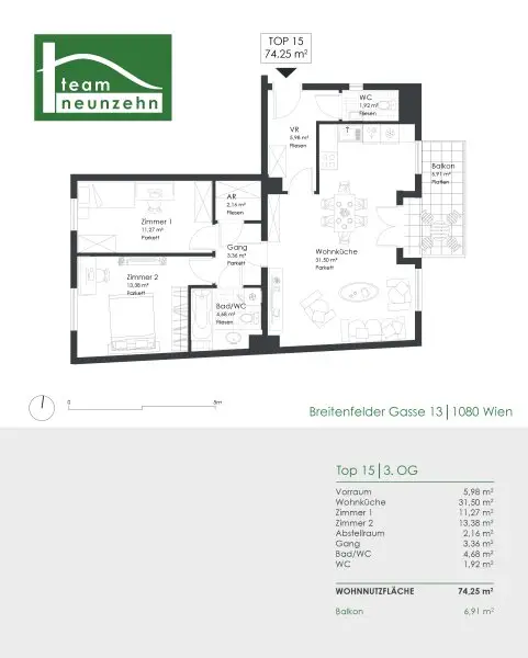 Ihr neues Zuhause in 1080 Wien: 3-Zimmer Wohnung inkl. Einbauküche und Balkon - JETZT ANFRAGEN