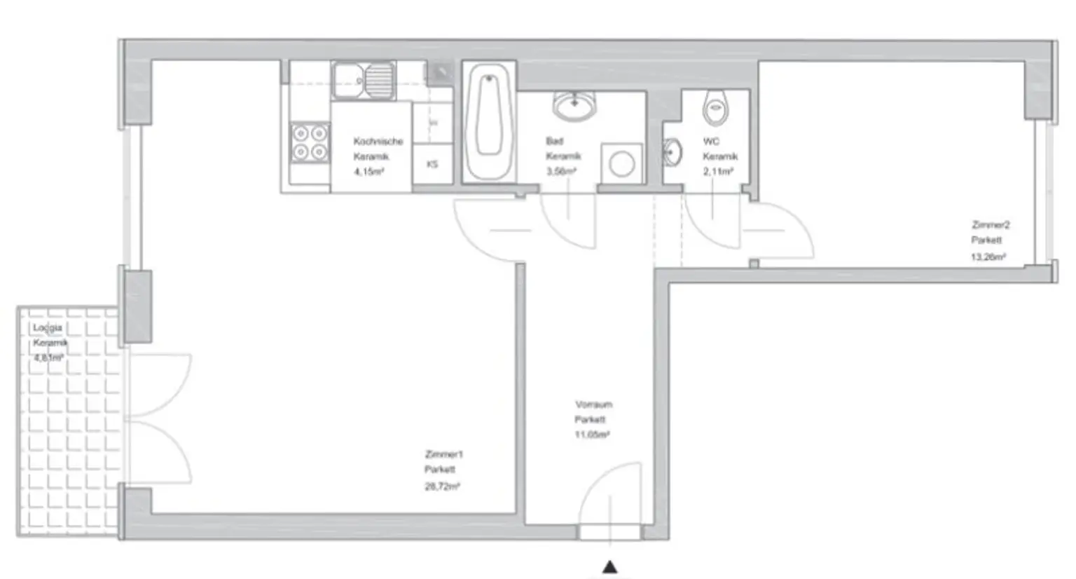 HUMBOLDTPLATZ, U1-NÄHE, 68 m2 Neubau inkl. 4 m2 Loggia, Wohnküche, 1 Zimmer, 3. Liftstock, Humboldtgasse