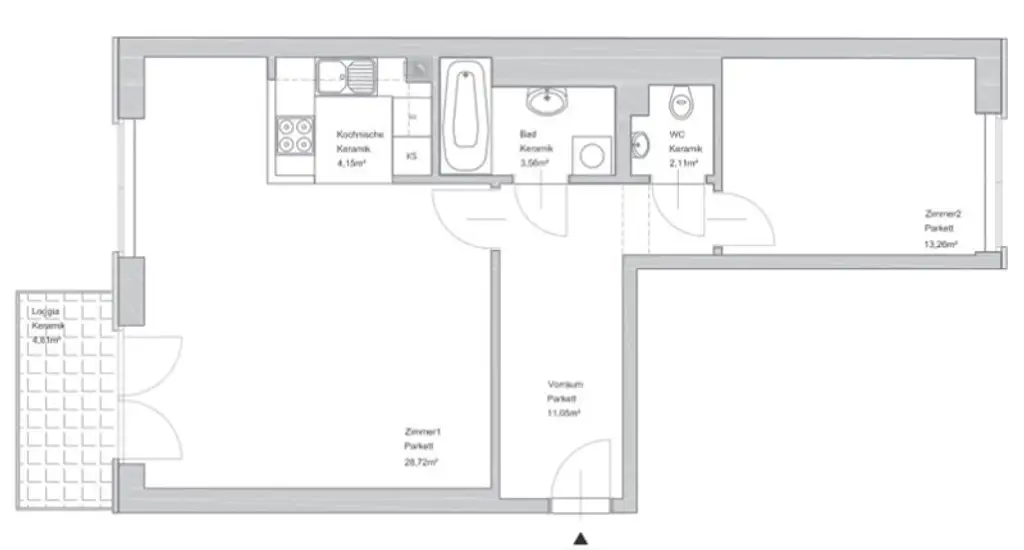 HUMBOLDTPLATZ, U1-NÄHE, 68 m2 Neubau inkl. 4 m2 Loggia, Wohnküche, 1 Zimmer, 3. Liftstock, Humboldtgasse