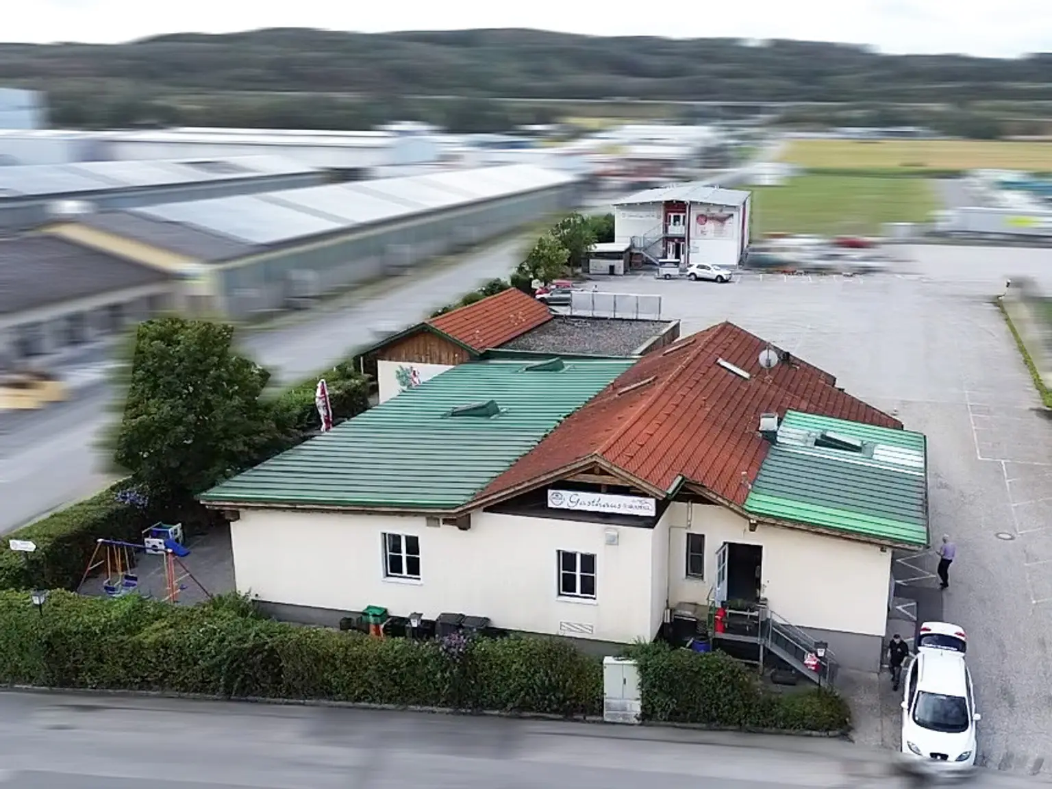 Blick auf Gasthaus