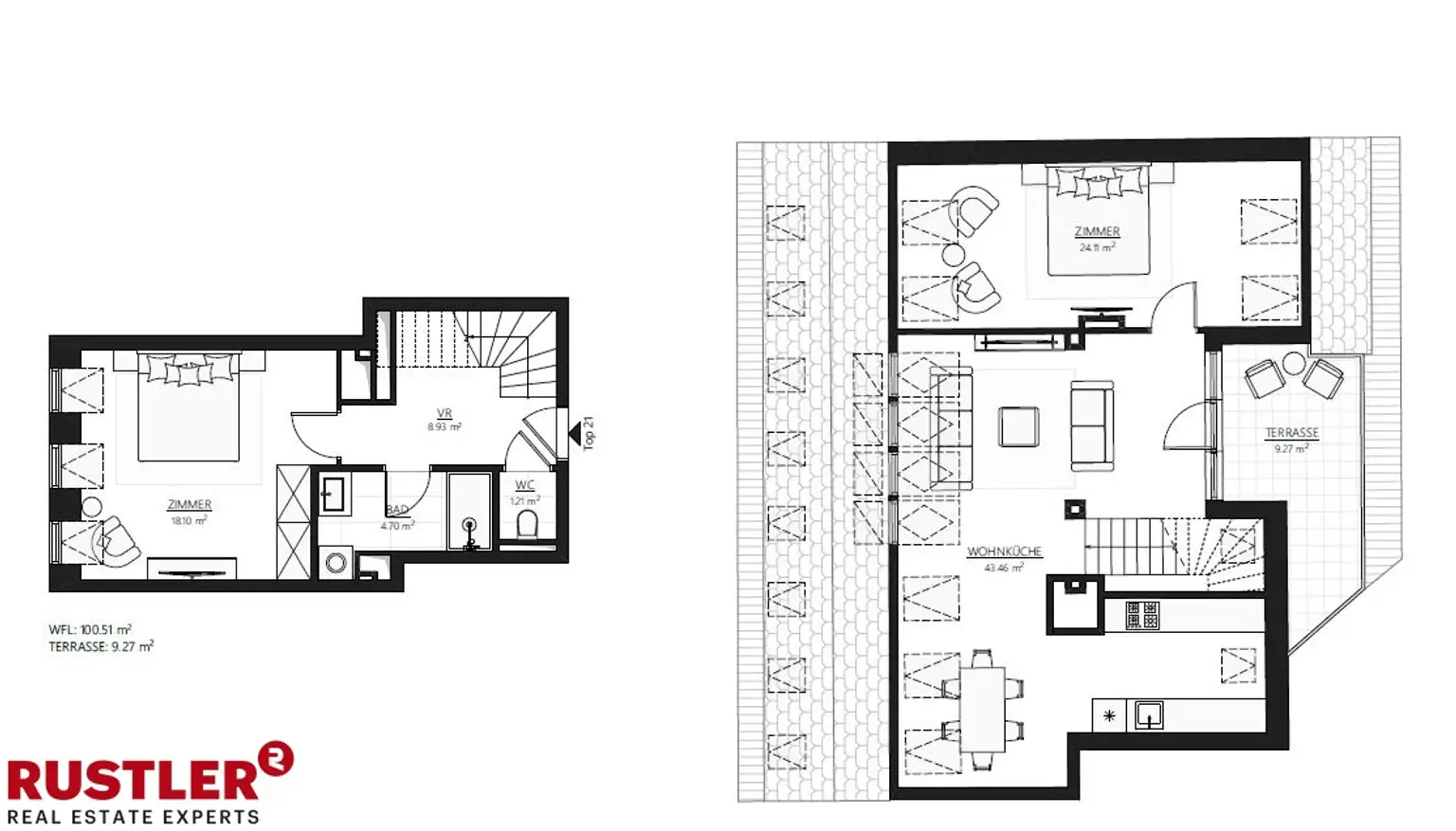 3 Zimmer - DG-Maisonette mit Terrasse - Nähe Kutschkermarkt