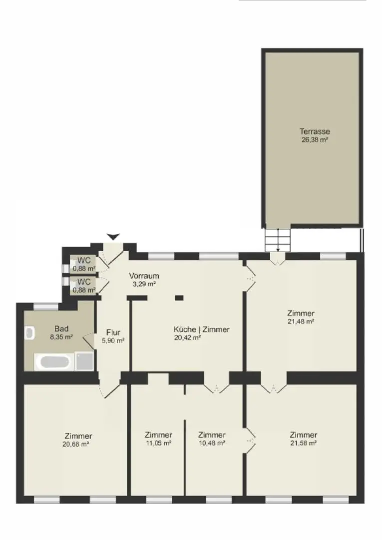 RARITÄT IM ALTHANVIERTEL 5-Zimmer-Altbauwohnung mit großer Terrasse