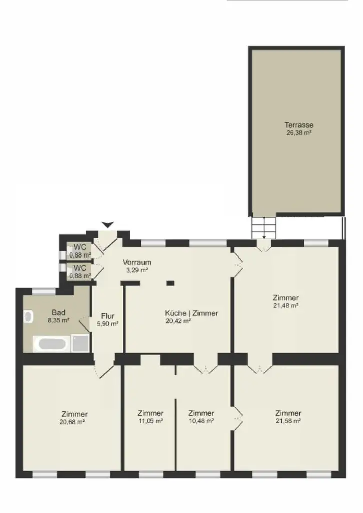 RARITÄT IM ALTHANVIERTEL 5-Zimmer-Altbauwohnung mit großer Terrasse