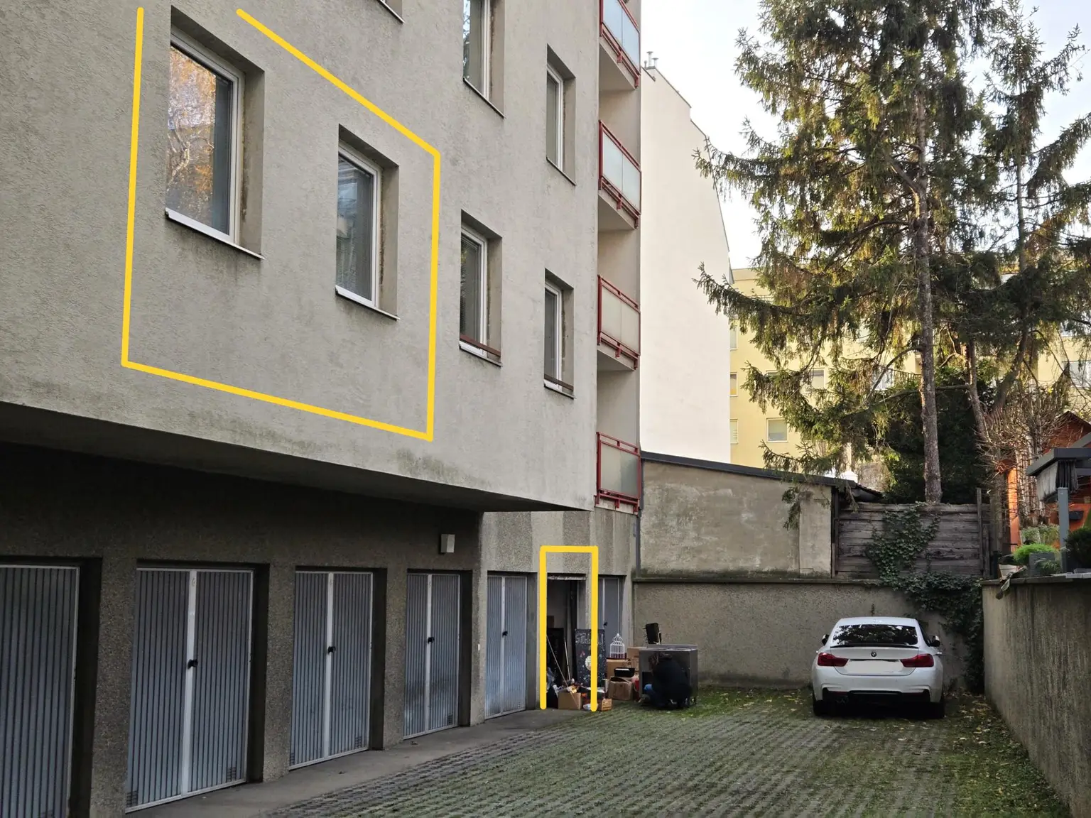 Stockwerkslage der Eigentumswohnung und der zugehörigen Garage