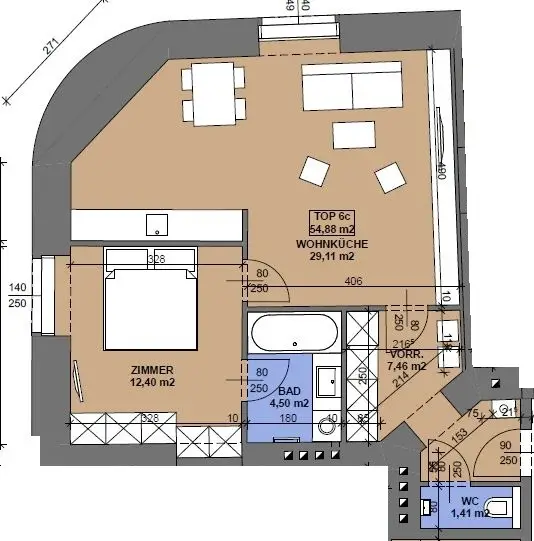 Moderner Stilaltbau mit Küche in zentraler Lage 1070 Wien