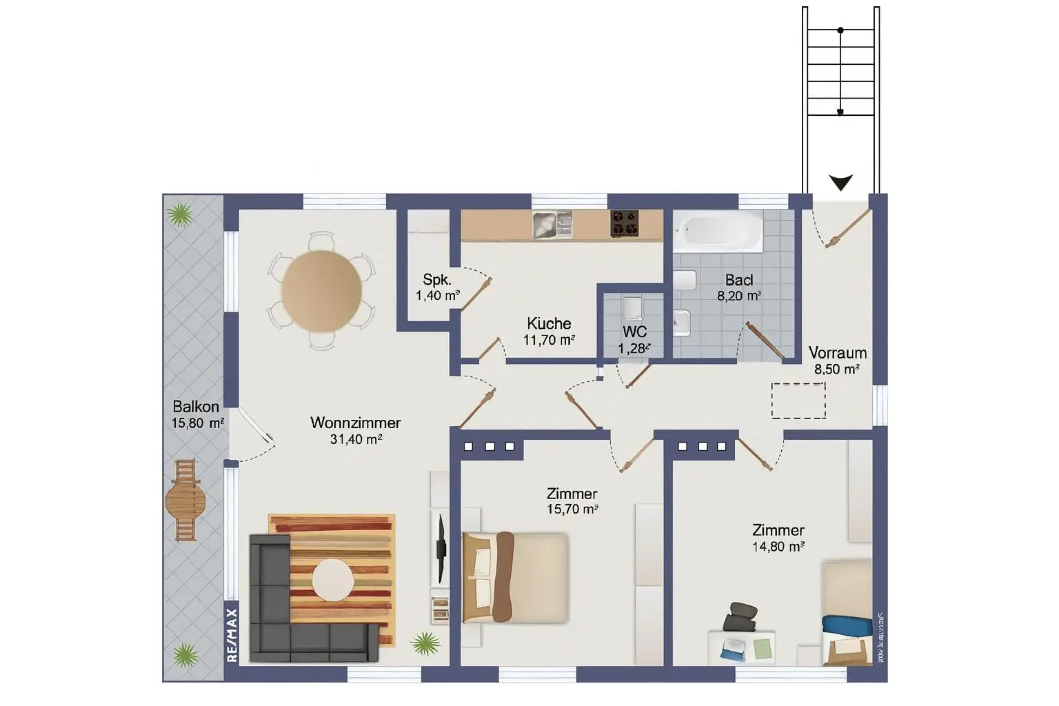 Lichtdurchflutete 3-Zimmer-Wohnung: Balkon, Blick ins Grüne & ruhige Lage