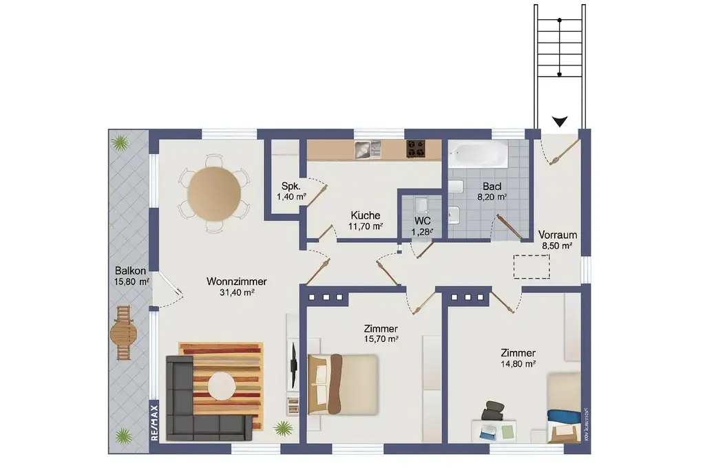 Lichtdurchflutete 3-Zimmer-Wohnung: Balkon, Blick ins Grüne & ruhige Lage