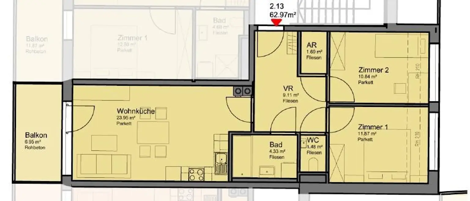 Top-moderne 3-Zimmer-Neubauwohnung mit MEGA-SÜD-BALKON (7m²) nahe Akademiepark