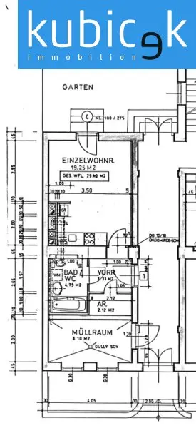 Altbau-Garconniere mit Gartenanteil in Hofruhelage Nähe U2
