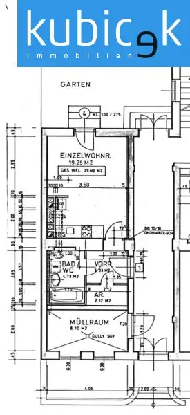 Altbau-Garconniere mit Gartenanteil in Hofruhelage Nähe U2