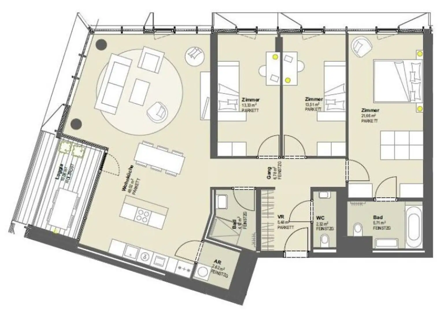 UNBEFRISTETE 4-Zimmer im Neubau mit Freifläche