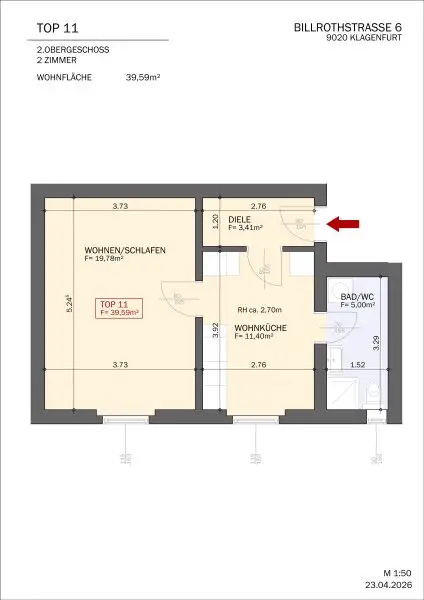 Traumhafte und kernsanierte 1,5 Zimmer Wohnung mit Parkplatz in Klagenfurt - Billrothstraße