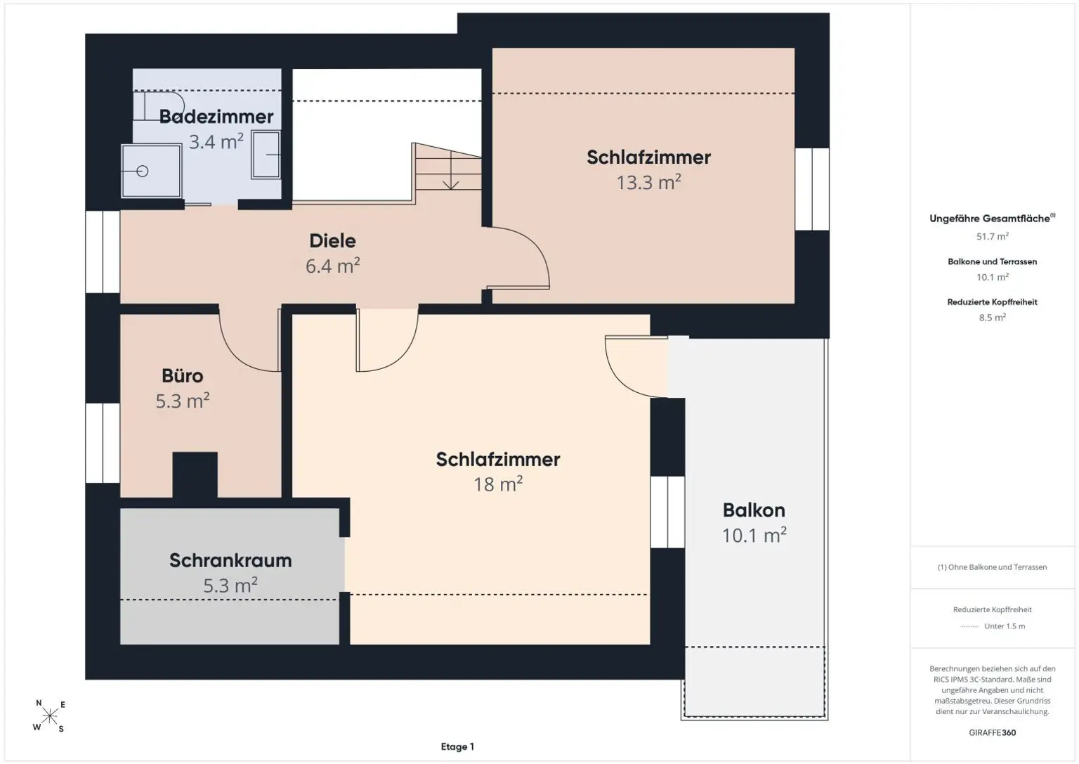 Grundrissskizze Dachgeschoss