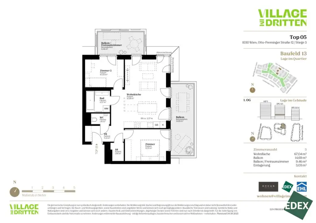 Perfekte Investition: 3-Zimmer-Wohnung mit zwei Balkonen | URBAN DAHEIM | BAUFELD 13