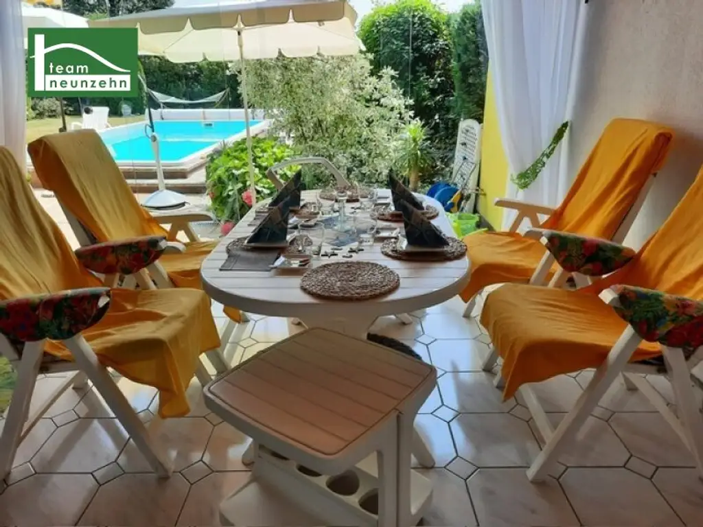 Traumhaftes Haus in Trausdorf-Feriensiedlung I: 3 Zimmer, überdachte Terrasse, Pool & Stellplätze für nur 239.000 €!