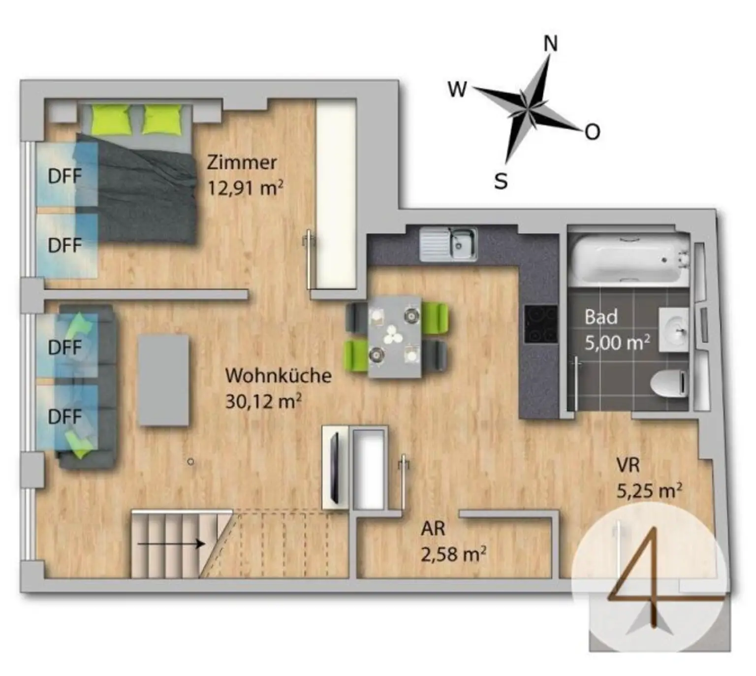 Moderne Neubau-Etagenwohnung mit Dachterrasse – befristet vermietet bis 31.01.2030