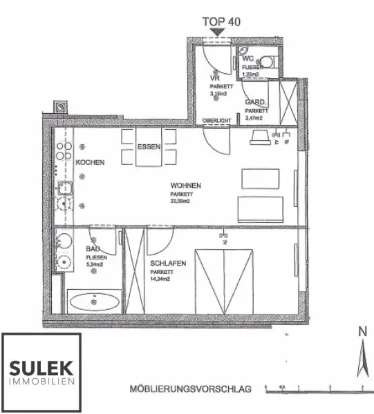 Hofseitige 2-Zimmer Neubauwohnung (50m²) nähe U6 Burggasse // ab 1.1.2025 verfügbar!