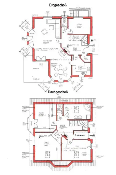 Grundriss Skizze Erdgeschoß und Dachgeschoß