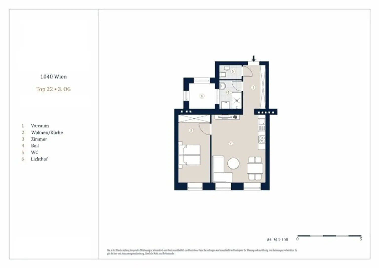 Helle 2-Zimmer Wohnung, Nähe Wiedner Hauptstraße