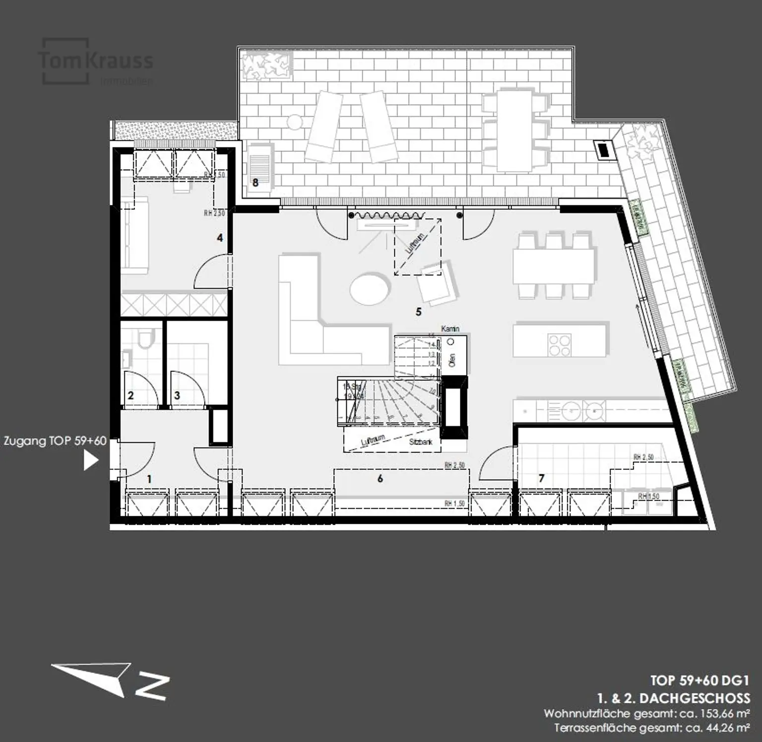 EXKLUSIVE DACHTERRASSENWOHUNG MIT RIESENRADBLICK
