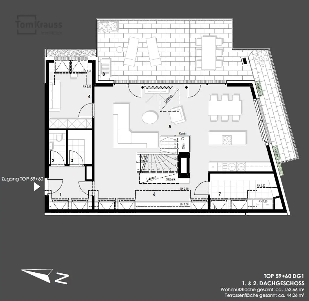 EXKLUSIVE DACHTERRASSENWOHUNG MIT RIESENRADBLICK