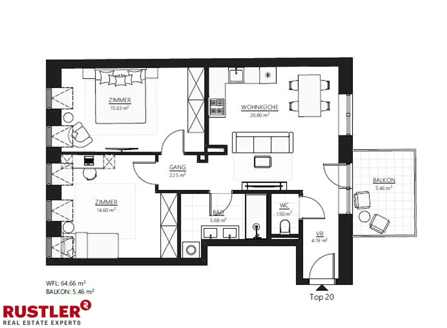 Dachgeschoss-Wohntraum - 3-Zimmer mit Balkon -  Nähe Kutschkermarkt