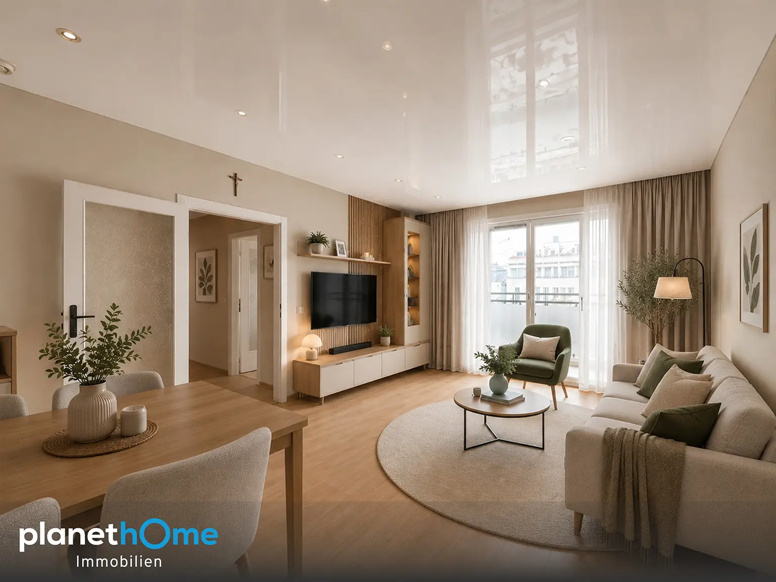 Wohnzimmer mit Loggia Staging