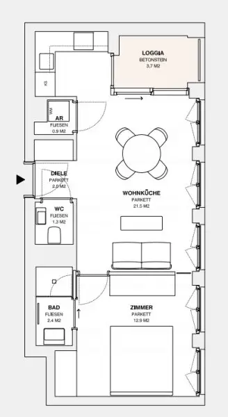 ++MOLLARD 50++ außergewöhnliche 2-Zimmer-Wohnung mitten im Herzen der Stadt (2/7)