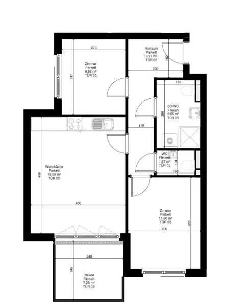 Erstbezug! 3-Zimmer Wohnung mit Balkon, Nähe Oberen Mühlwasser