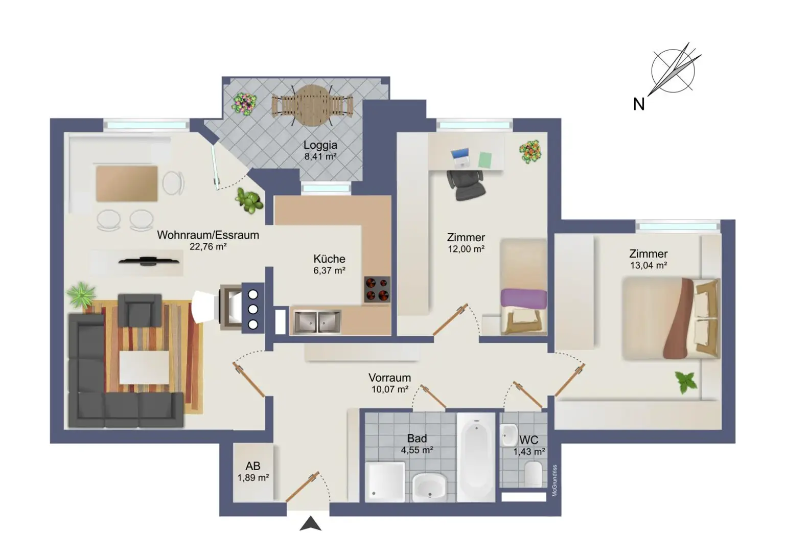 Modernes Wohnen in Hitzendorf – kernsanierte 3-Zimmer-Wohnung