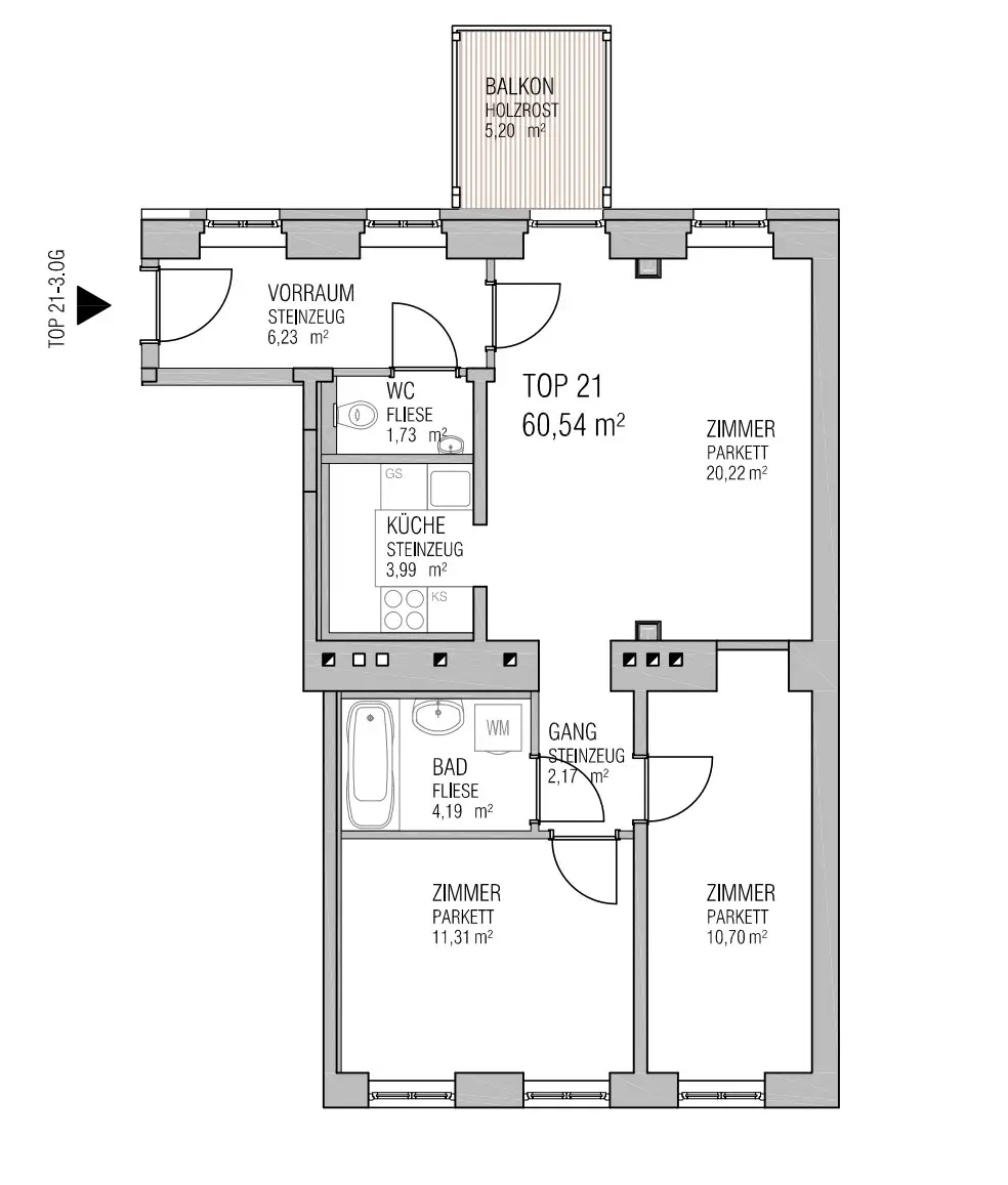 SANIERTE, SONNIGE 3 ZI BALKON Wohnung -  ALTBAU 1100 Wien