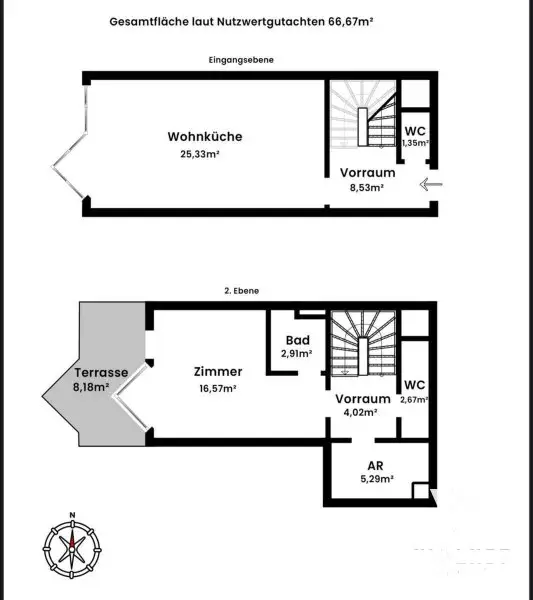 Einzigartige 2-Zimmer-Maisonette mit Terrasse und Blick auf den Lainzer Tiergarten