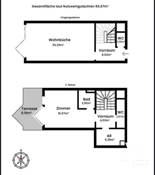 Einzigartige 2-Zimmer-Maisonette mit Terrasse und Blick auf den Lainzer Tiergarten