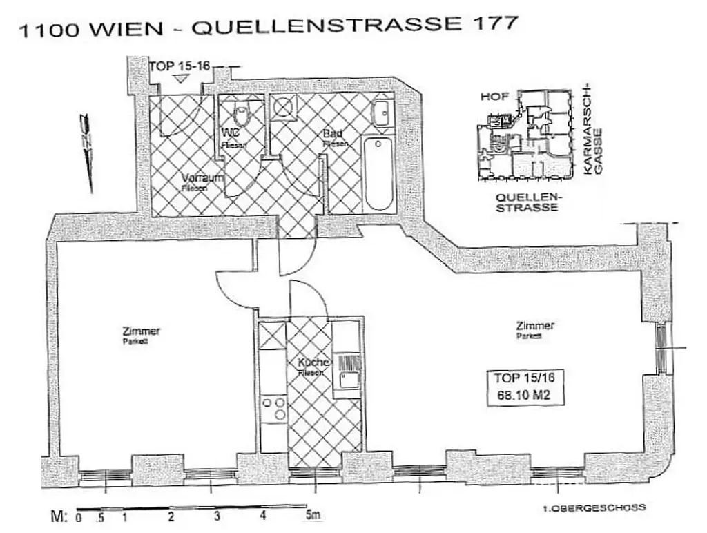 Befristet vermietete 2-Zimmer-Wohnung im sanierten Altbau.