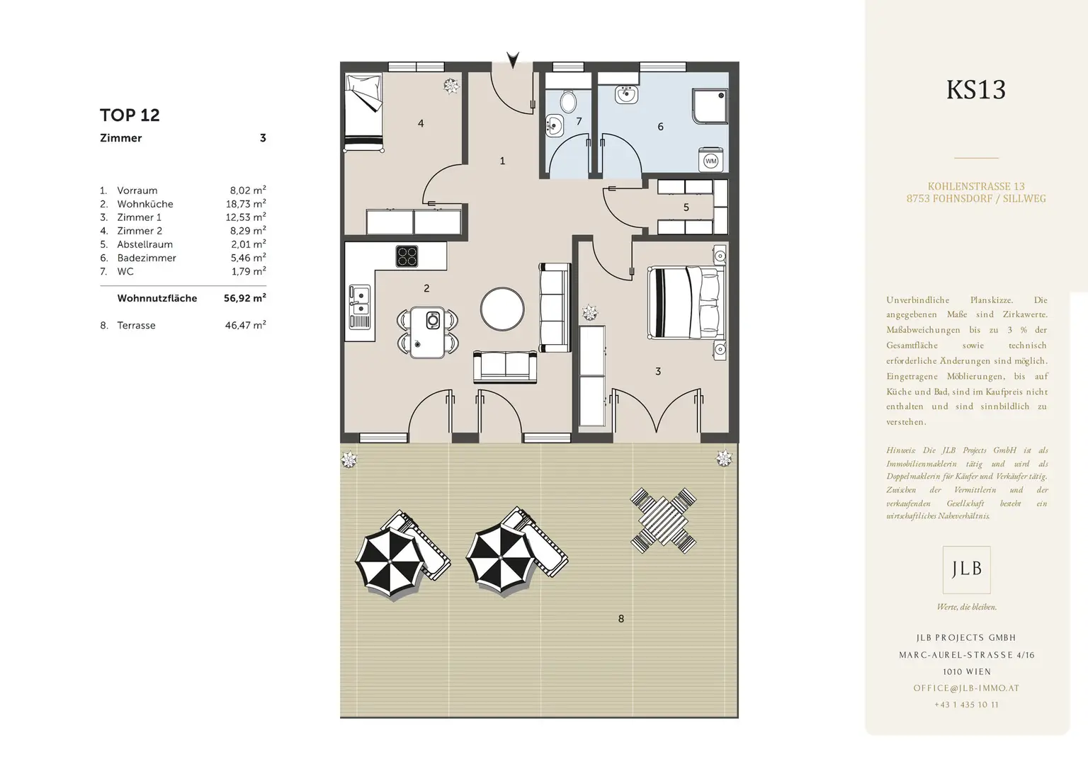 JLB Grundriss – Verkaufsplan Top 12 - Kohlenstraße 13