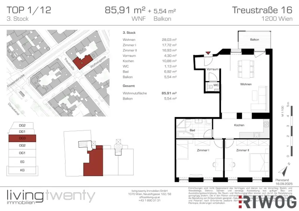 INITIATIVE TOP 100 - RAUS AUS GAS | 3-Zimmer Altbauwohnung mit Innenhofbalkon nahe dem Augarten | U4 Friedensbrücke