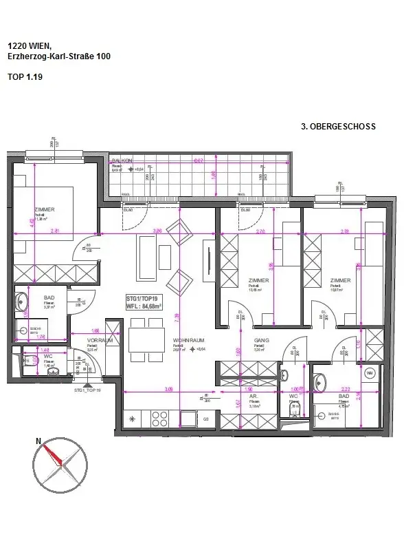 ERSTBEZUG!  4-Zimmer-Wohnung mit Balkon und Parkblick nahe der Donau!