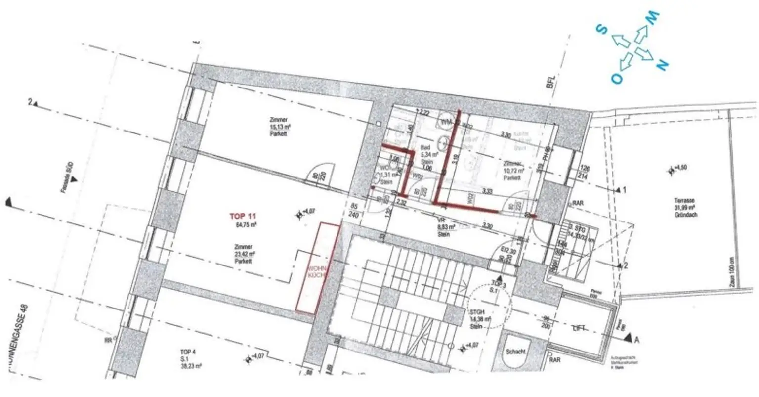 SIEBENBRUNNENPLATZ: Wohnküche + 2 Zimmer + 32 m² Terrasse (neben neuer U2-Station Reinprechtsdorfer Straße)