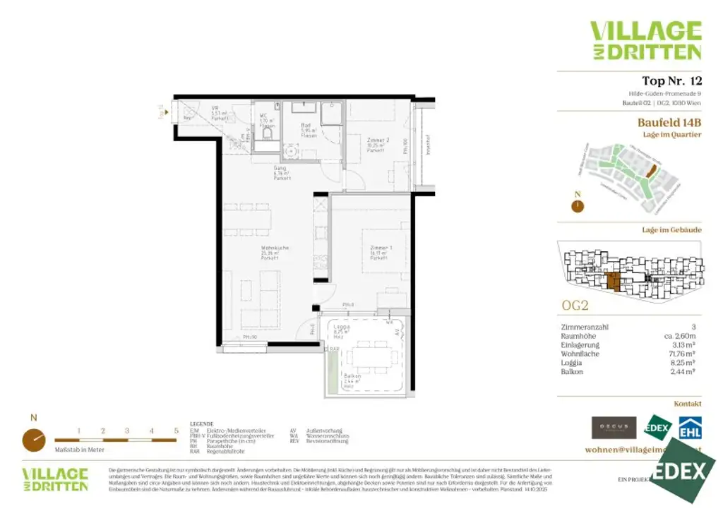 VILLAGE IM DRITTEN | MODERNE 3-ZIMMER WOHNUNG MIT BALKON