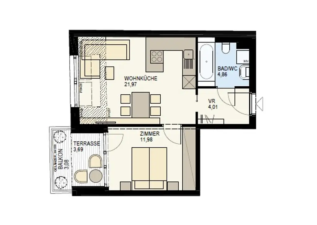 PÄRCHENHIT: 2-ZIMMER MIT BALKON