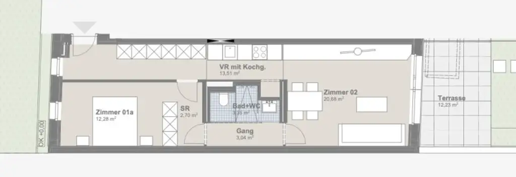 120 Meter zur U1 Oberlaa- Sonnige, barrierefreie Gartenwohnung mit Top U1 Anbindung- inkl. Küche