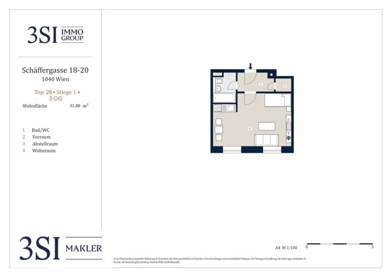 Zentrales City-Apartment gleich bei der U1-Taubstummengasse und der TU-Wien