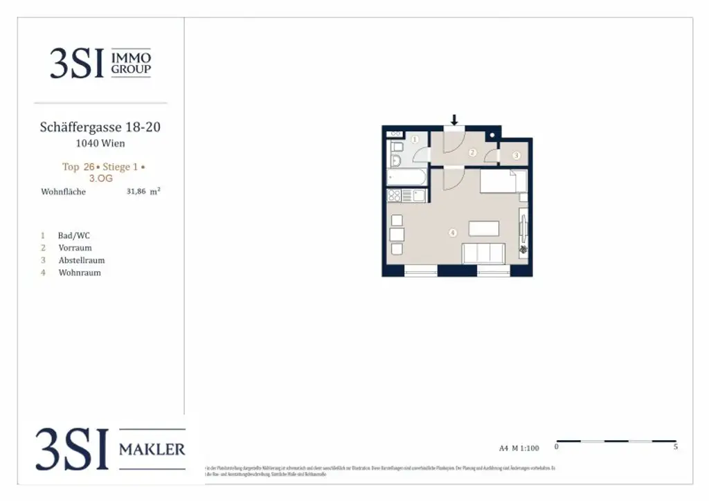 Zentrales City-Apartment gleich bei der U1-Taubstummengasse und der TU-Wien