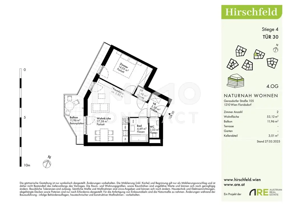 Neu und provisionsfrei: Schnäppchet Hit im 4. Stock - Hirschfeld
