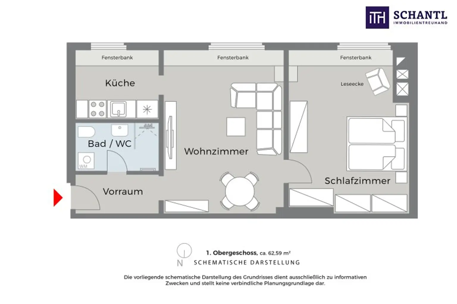 Grundriss Top 2, schematische Darstellung