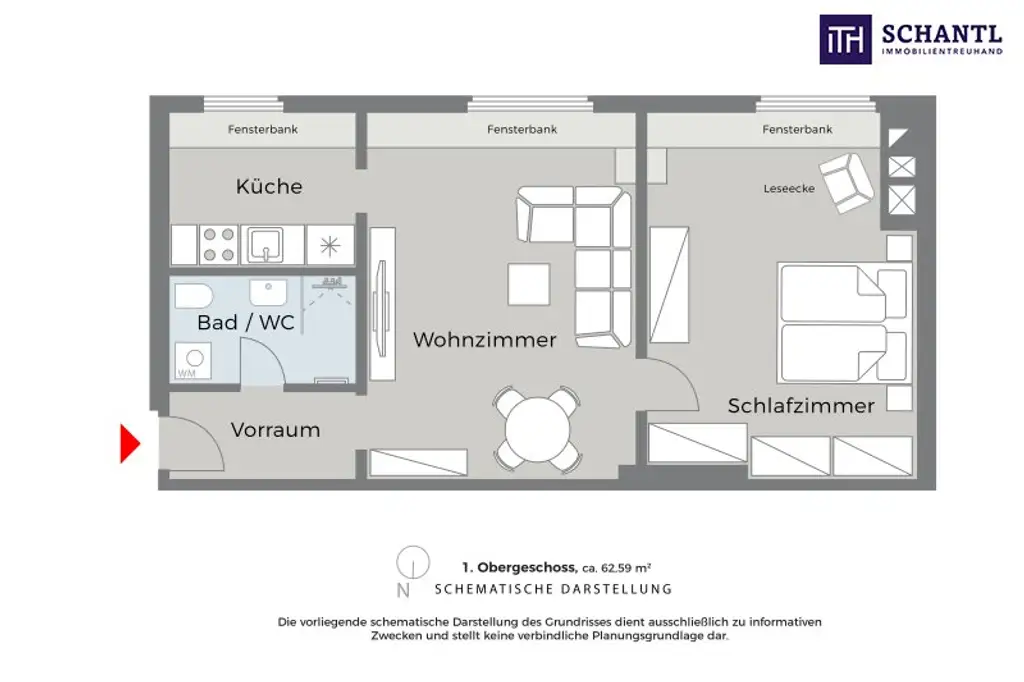 Grundriss Top 2, schematische Darstellung