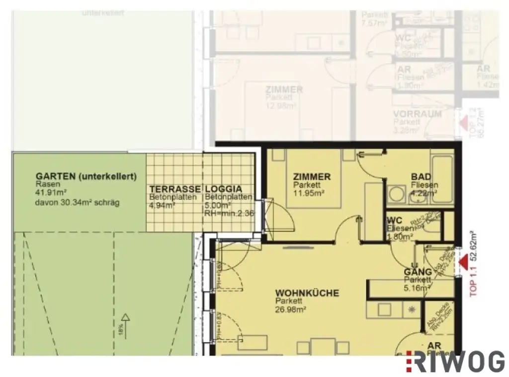Erstbezug nach Neuerrichtung - Moderne 2-Zimmer-Wohnung mit großem Eigengarten