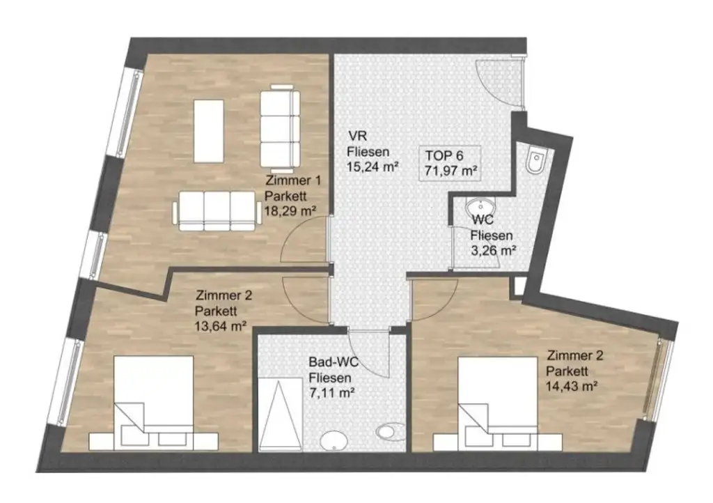 ERSTBEZUG!!! 3-Zimmer-Wohnung neben Oberlaa, Grenze 10. Bezirk 23. Bezirk