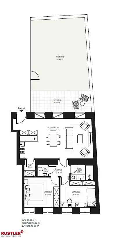 3 Zimmer-Erstbezug mit 45m² Eigengarten und Terrasse - Nähe Kutschkermarkt